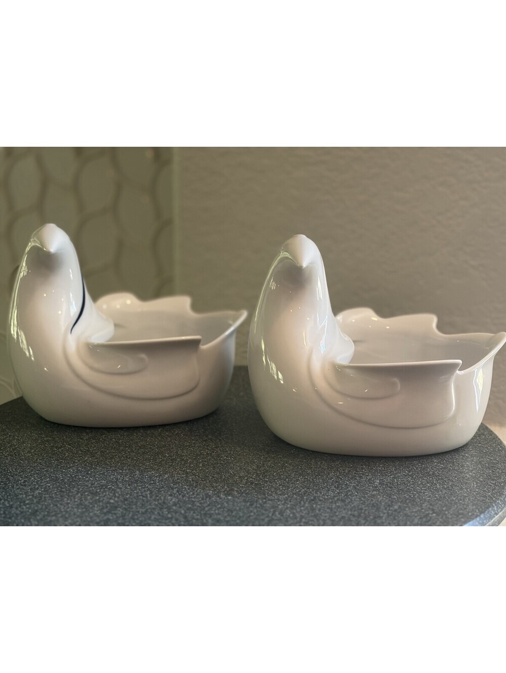 Vintage Dansk Aartik Porcelain Bird Planters Gunnar Cyren Japan MCM Set of 2 EUC